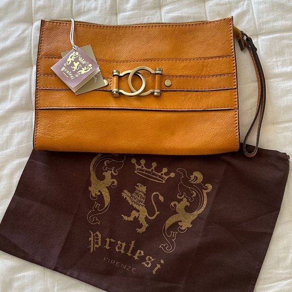 Pratesi Firenze Handbags - NWT Pratesi Firenze Italian Leather Clutch With Wrist Strap